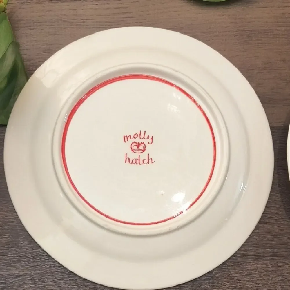Anthropologie, Molly Hatch Hand painted Christmas Tree Plate 8 1/2